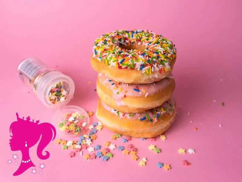 confeitos e decoracao donuts cor de rosa da barbie