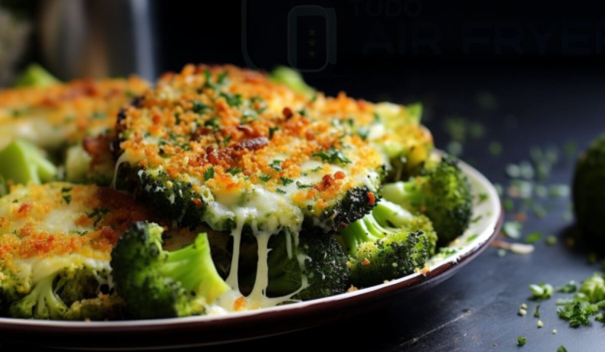 Brócolis com queijo parmesão na air fryer
